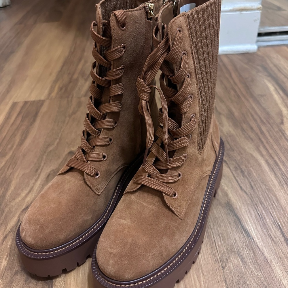 Sam Edelman - Brown Suede Lace-Up Boots